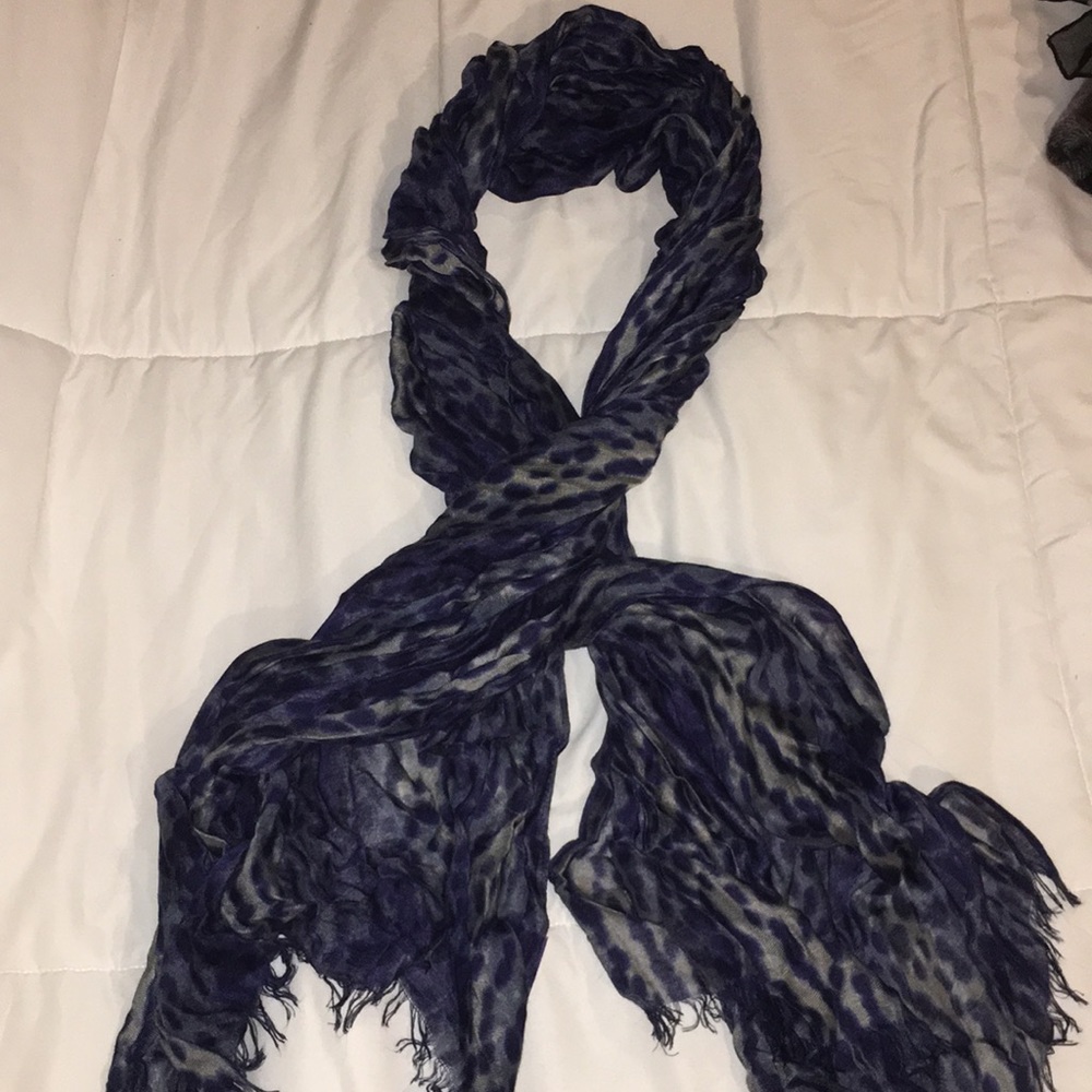 Cobalt Leopard Print Scarf
